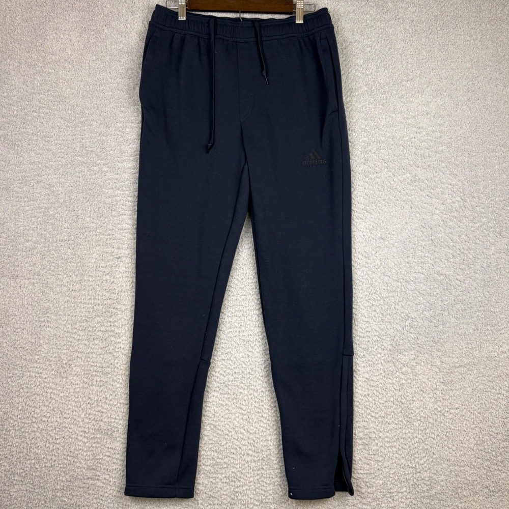 Adidas Sweatpants Mens Medium Black Fleece Ankle Zip Joggers Training Activewear